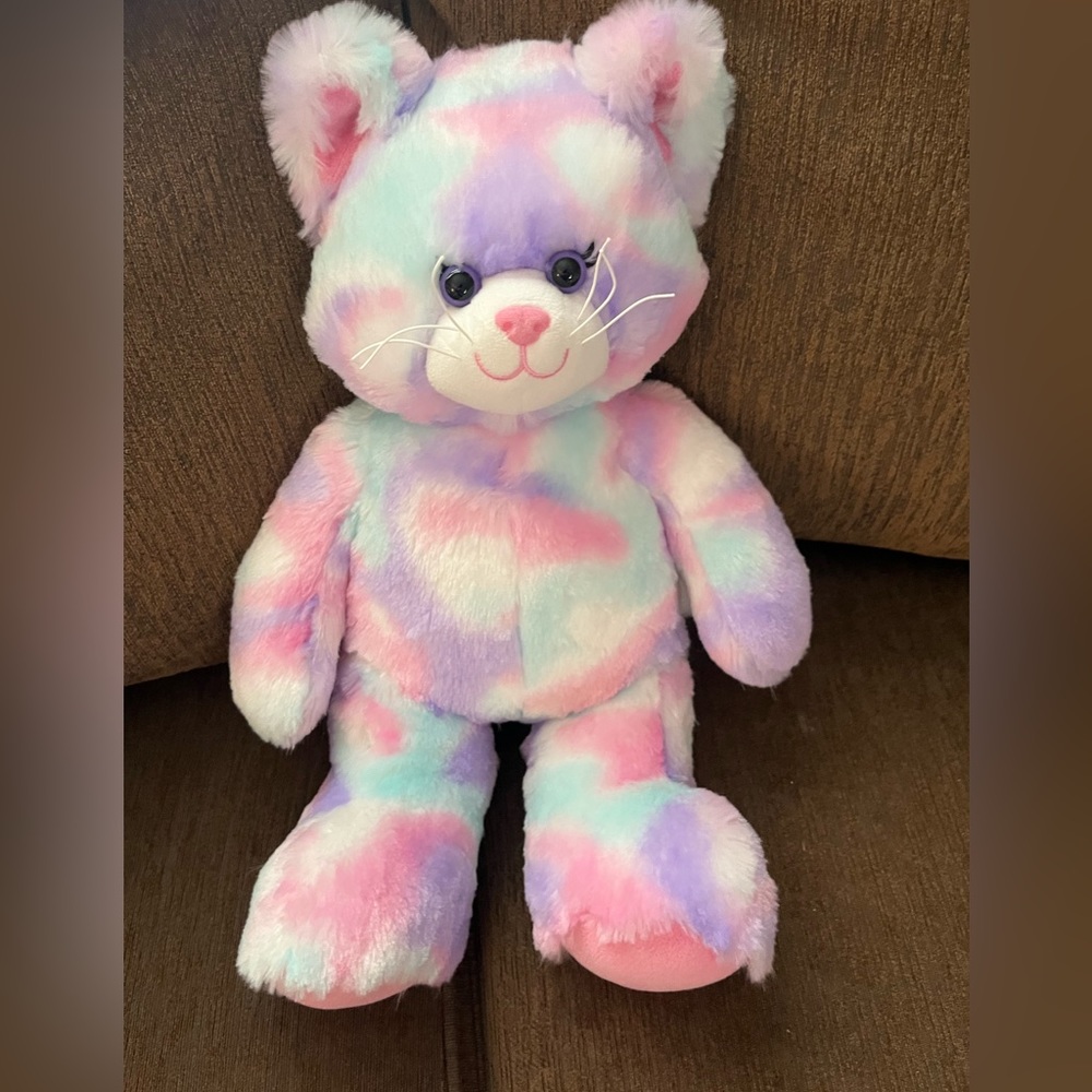 Build A Bear‎ Plush Pastel Swirl Tie-Dye Kitty Cat Pink Purple Blue16"